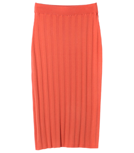 moist rib midi skirt