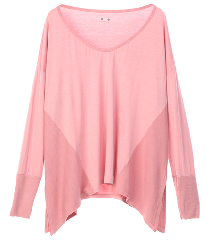refined jersey mixed v-neck top