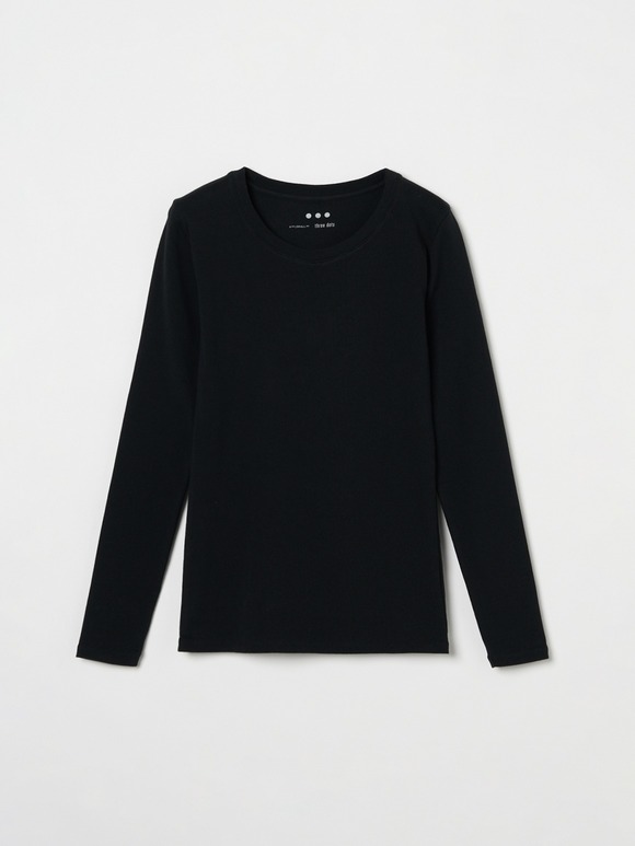 cotton knit l/s crew neck tee