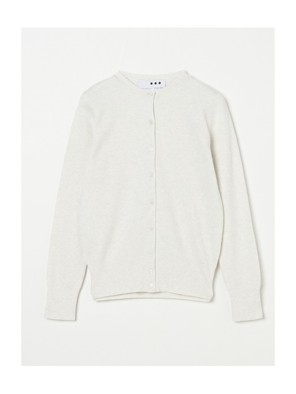Cotton melange l/s crew cardigan