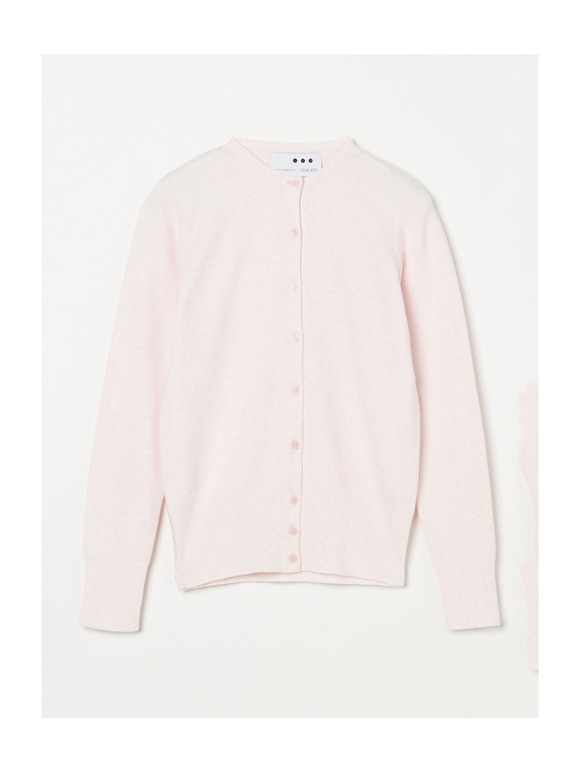 Cotton melange l/s crew cardigan