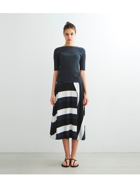 High twisted rib half sleeve top 詳細画像
