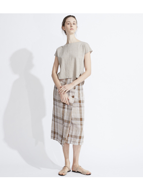 Linen plaid long skirt 詳細画像