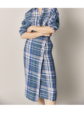 Linen plaid long skirt 詳細画像