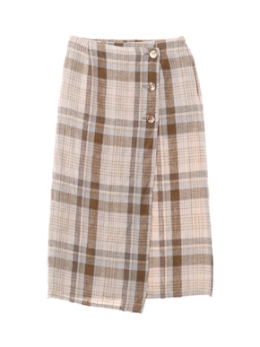 Linen plaid long skirt 詳細画像