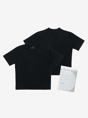 three dots ボールウォッシュボーダークルーネックTシャツ