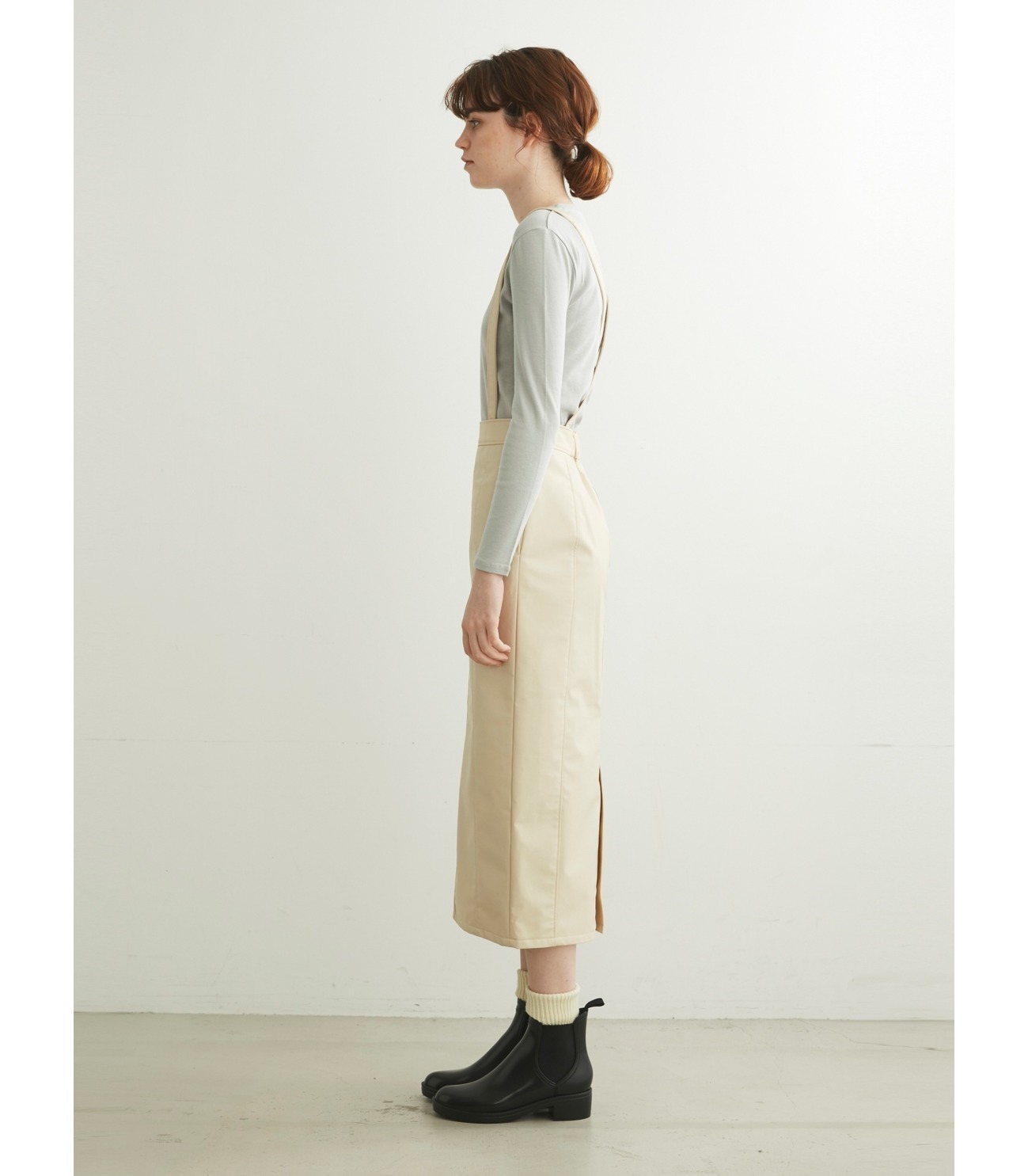 Fake leather jumper skirts 詳細画像 beige 2