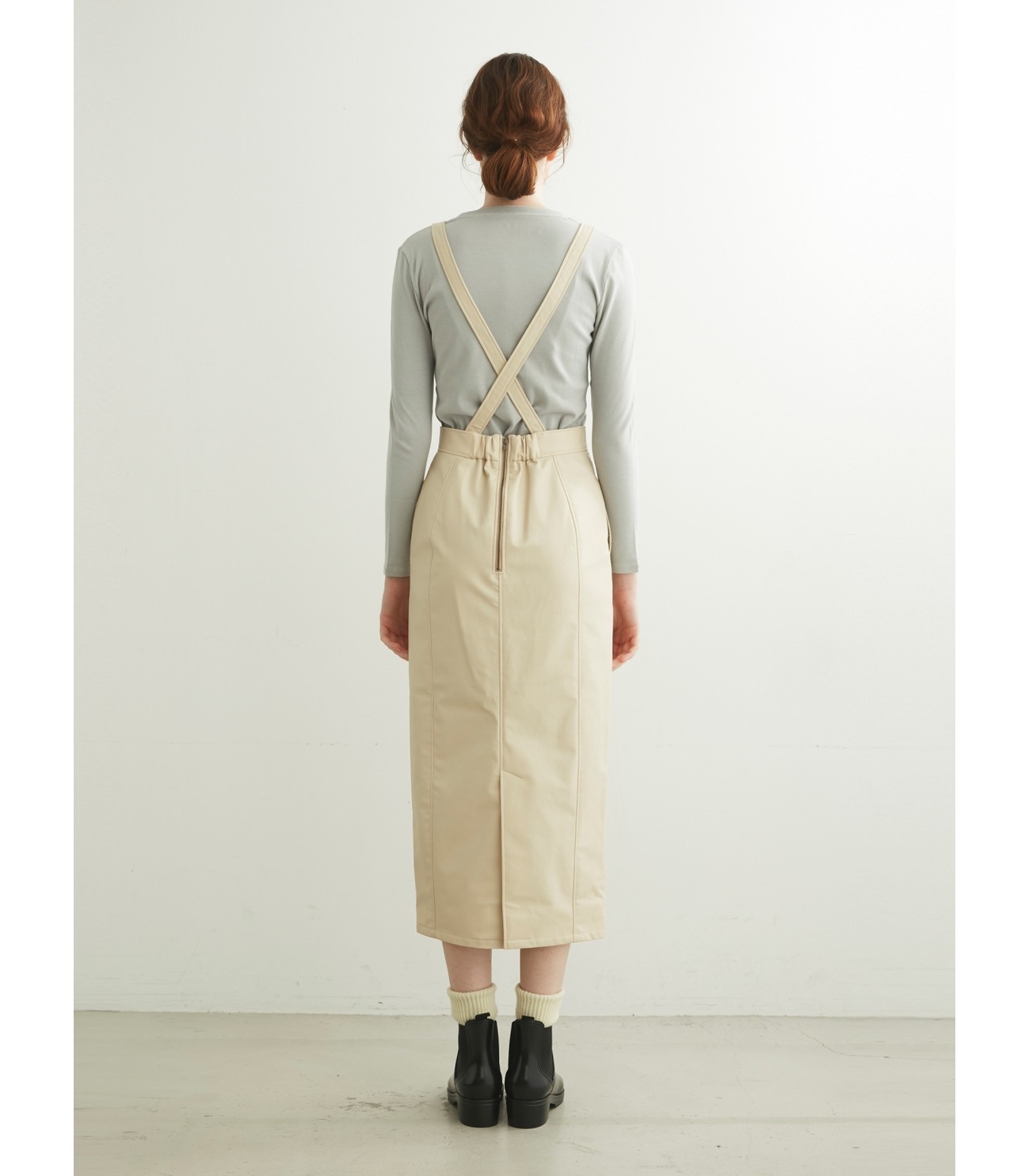 Fake leather jumper skirts 詳細画像 beige 3