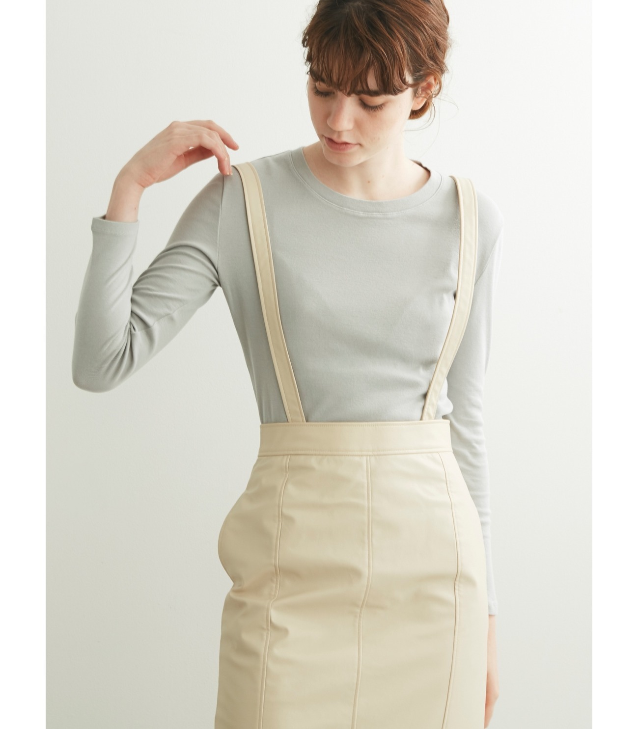 Fake leather jumper skirts 詳細画像 beige 7