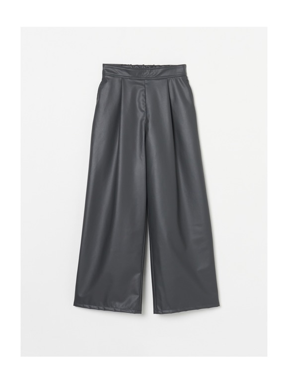 Fake leather wide pant
