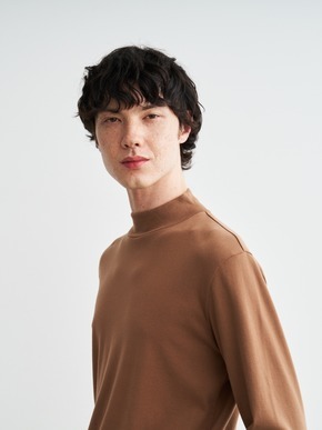 Men's brushed rib l/s mock neck 詳細画像