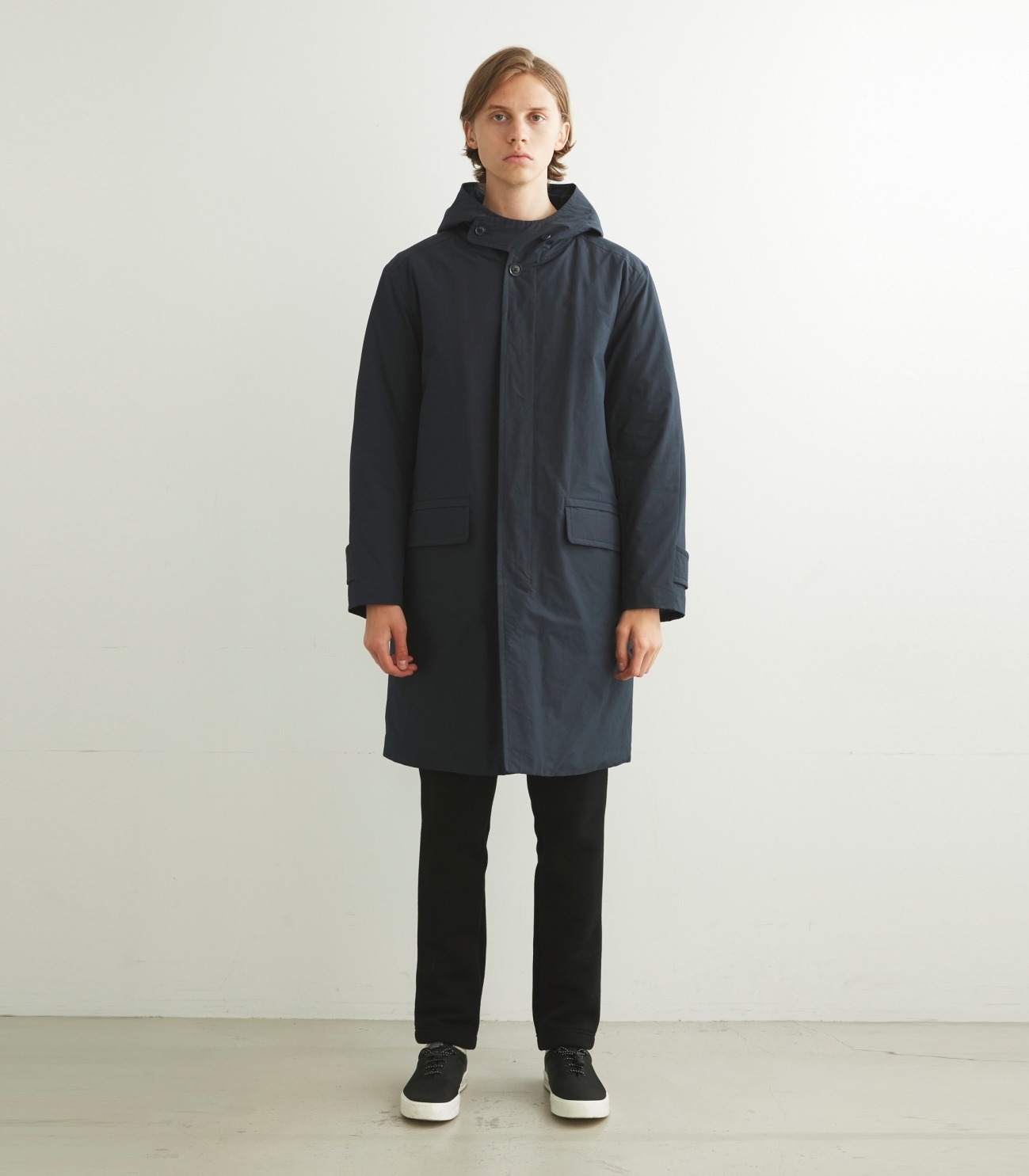 Men's hide taffeta hooded coat 詳細画像 navy 2