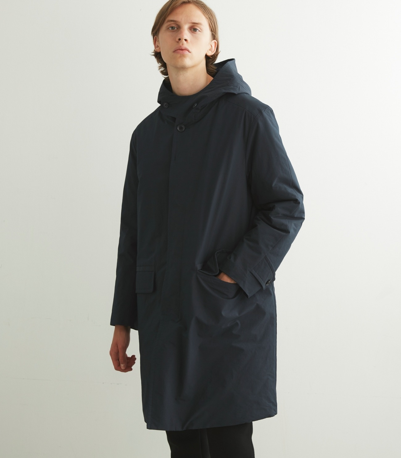 Men's hide taffeta hooded coat 詳細画像 black 6