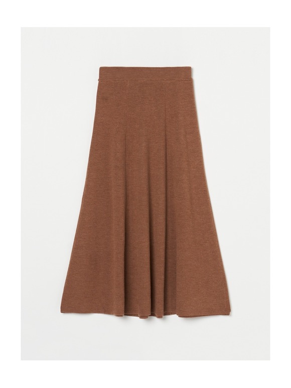 Wool rib midi flair skirt
