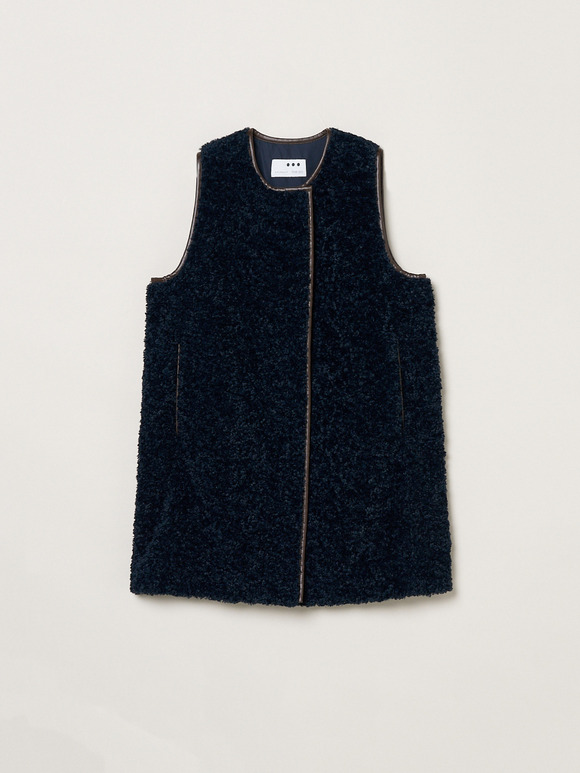 【Lea】Poodle boa long vest