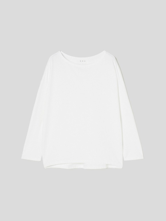 Powdery cotton l/s boat neck tee