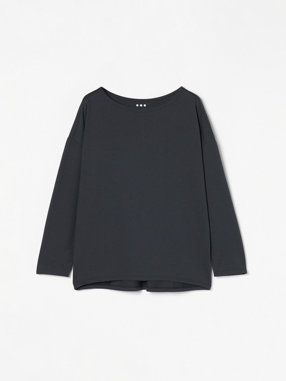 Powdery cotton l/s boat neck tee