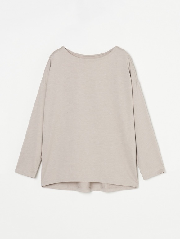 Powdery cotton l/s boat neck tee