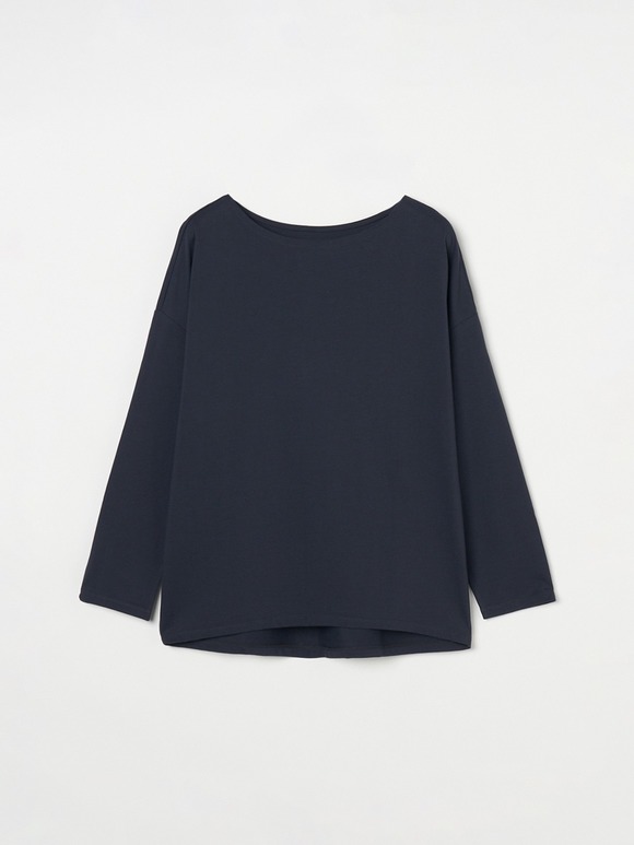 Powdery cotton l/s boat neck tee