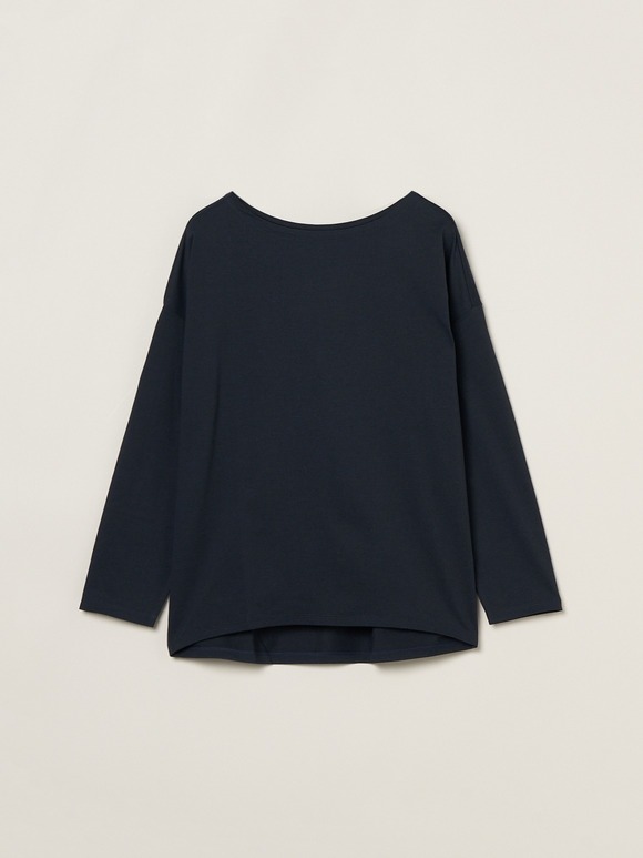 Powdery cotton l/s boat neck tee