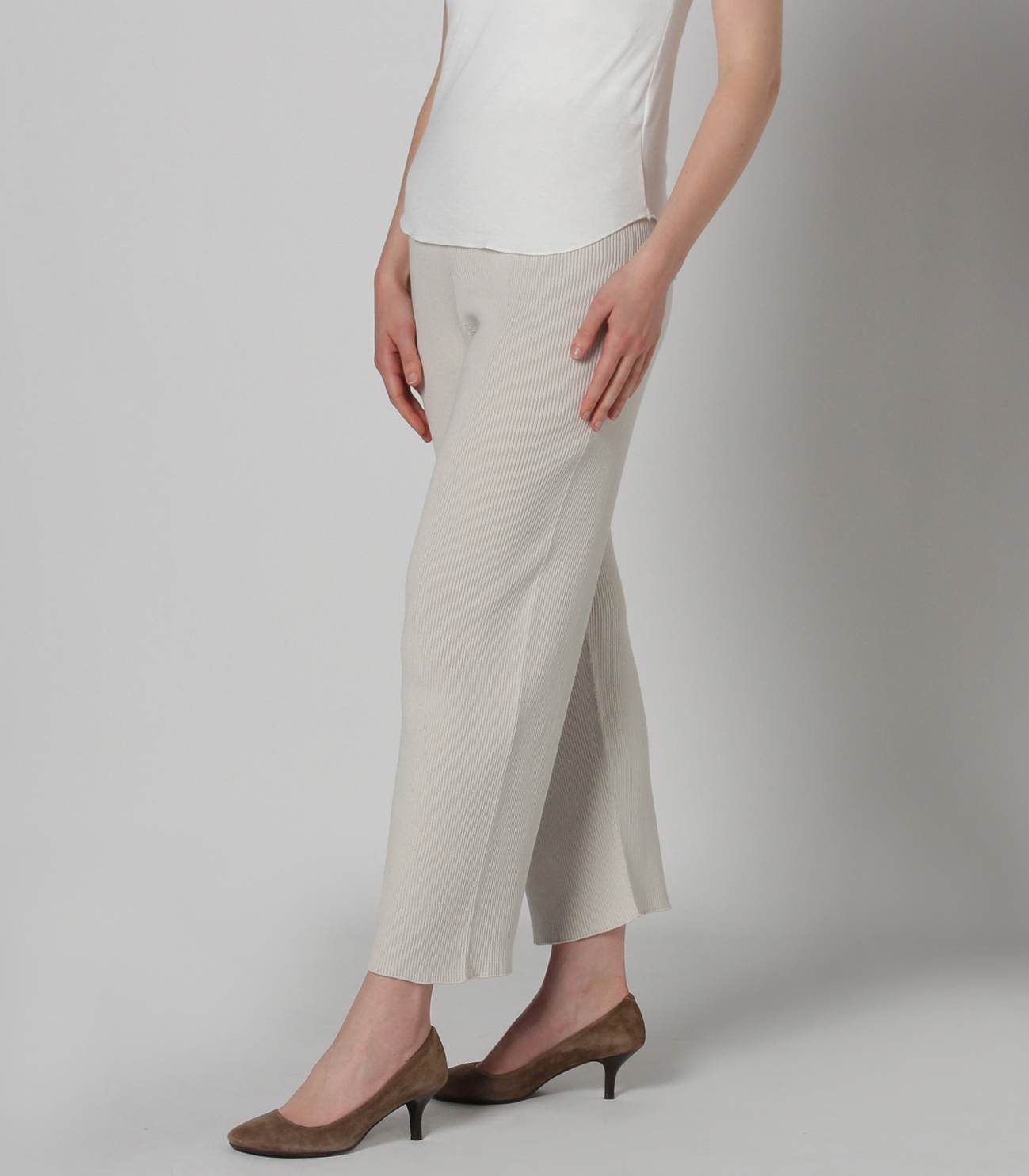 Silky organic cotton rib pant｜スリードッツ オフィシャルオンライン