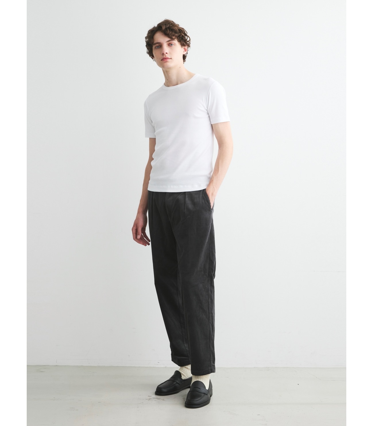 Men's corduroy shirring pants｜スリードッツ オフィシャル 