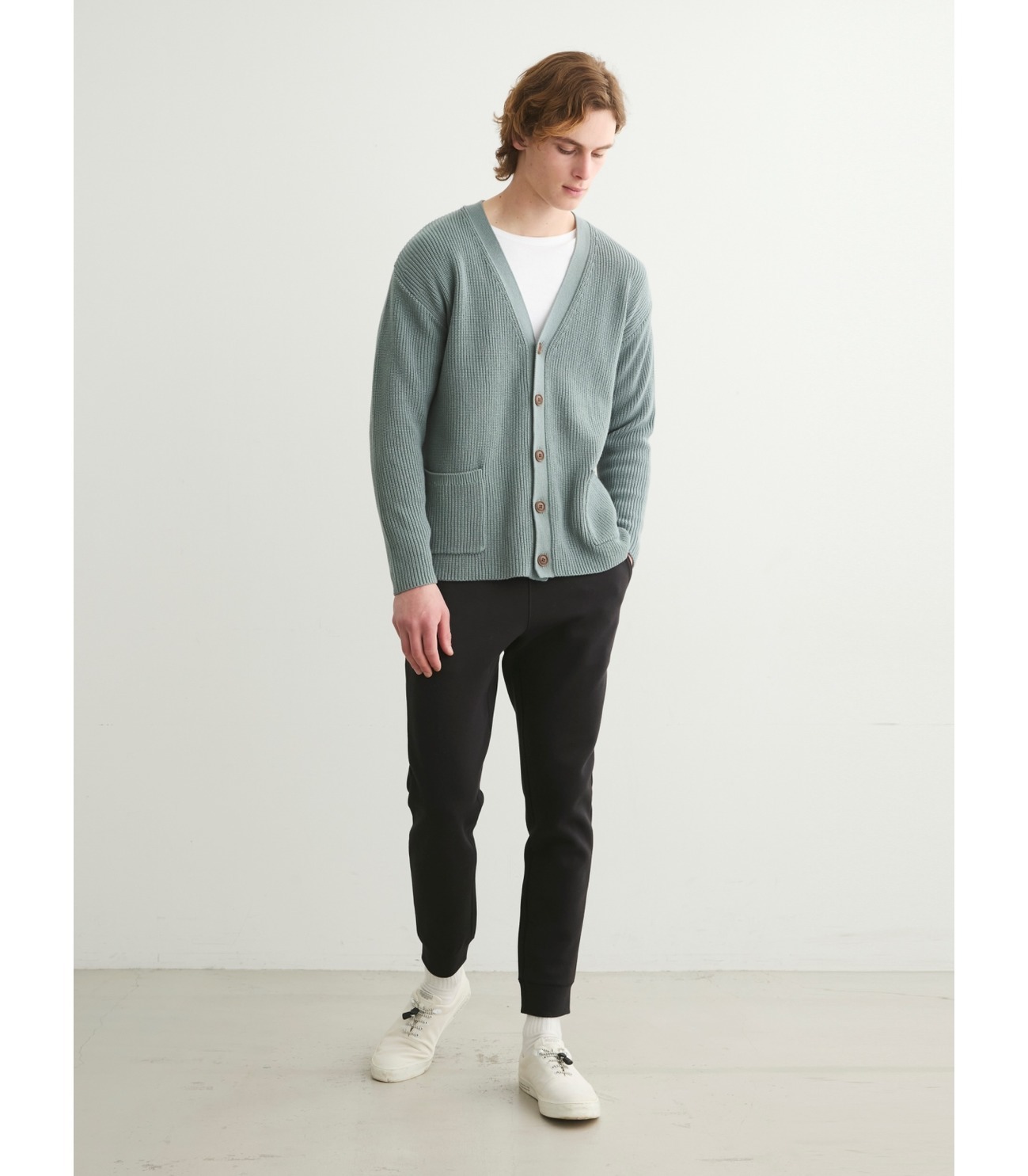Men's cotton cashmere v neck cardigan 詳細画像 lt grey 10