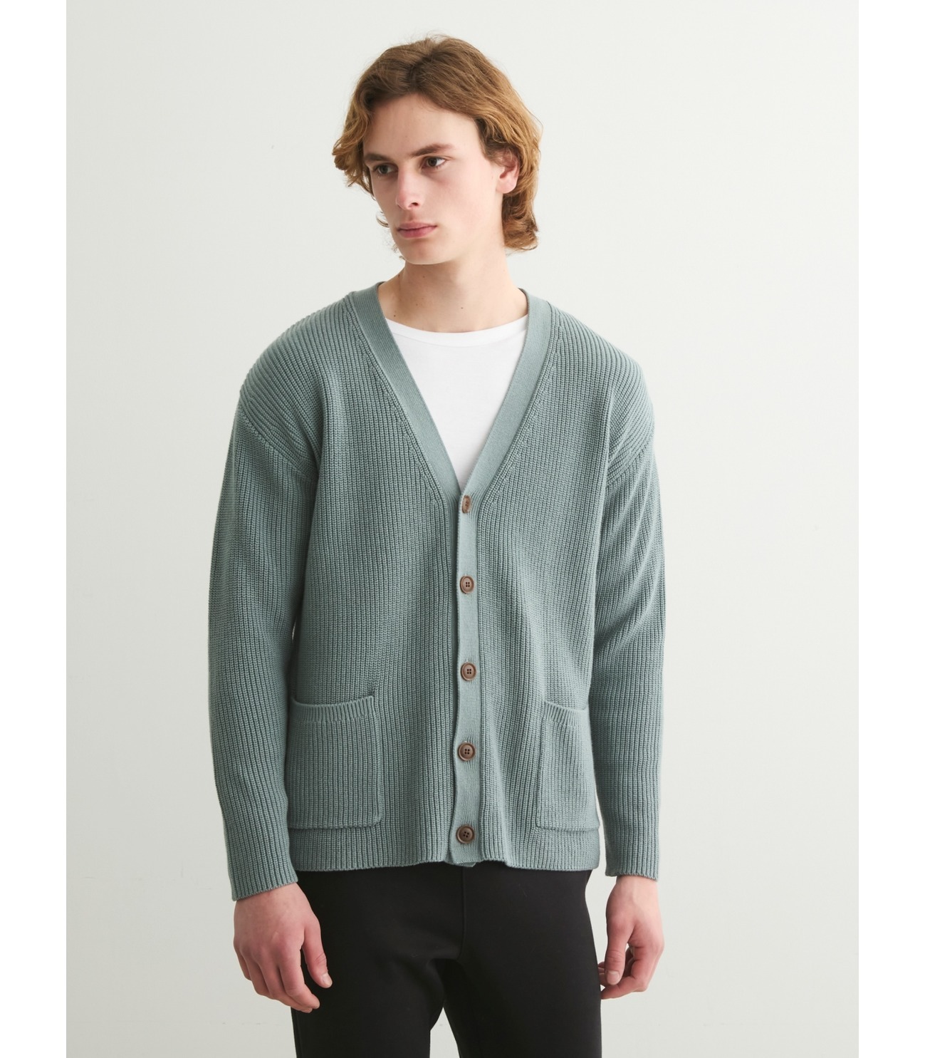 Men's cotton cashmere v neck cardigan 詳細画像 lt grey 6