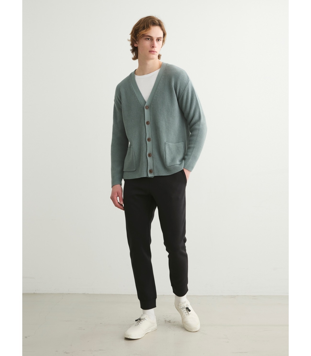 Men's cotton cashmere v neck cardigan 詳細画像 lt grey 9