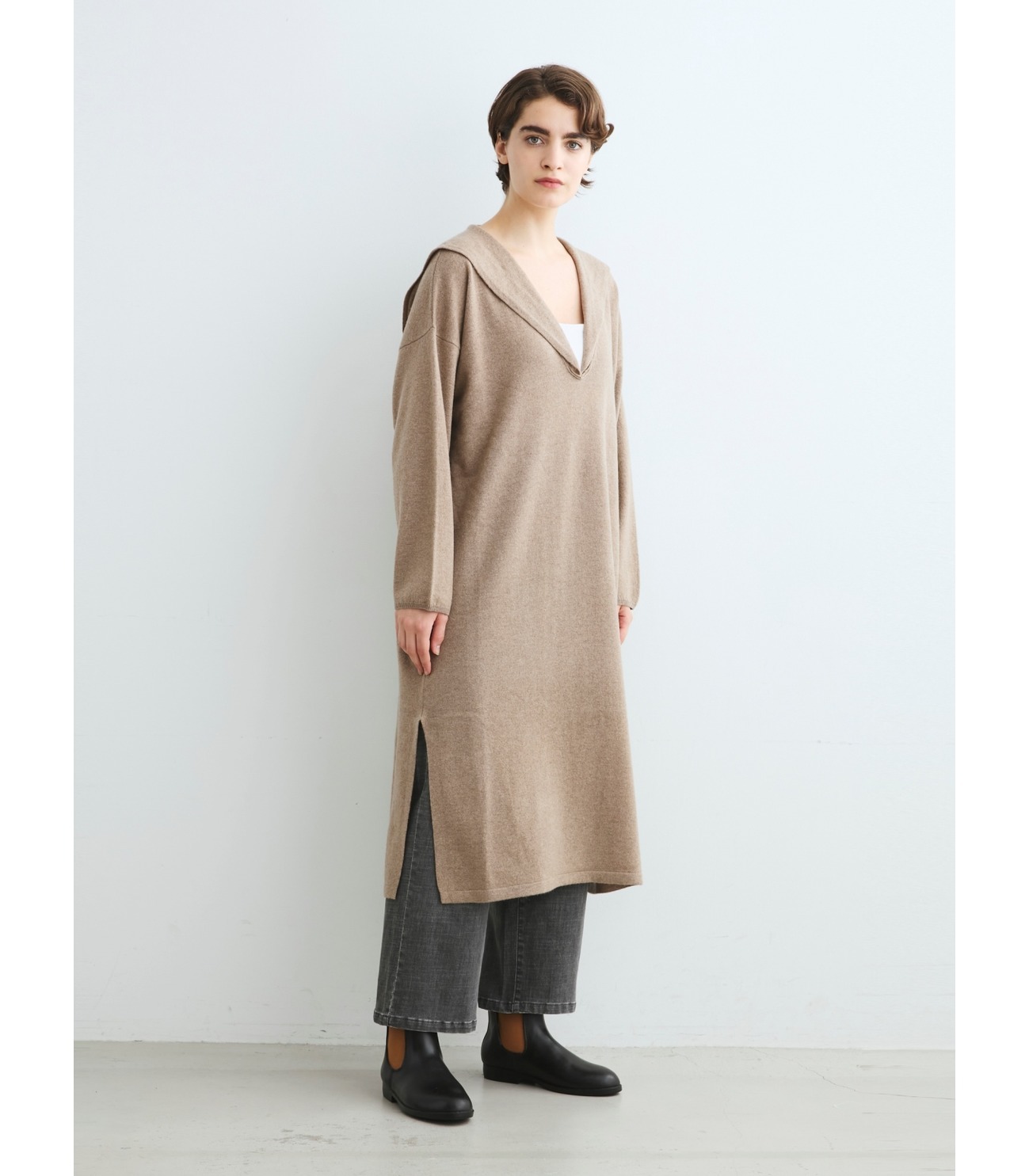 Washable wool cashmere dress｜スリードッツ オフィシャルオンラインショップ