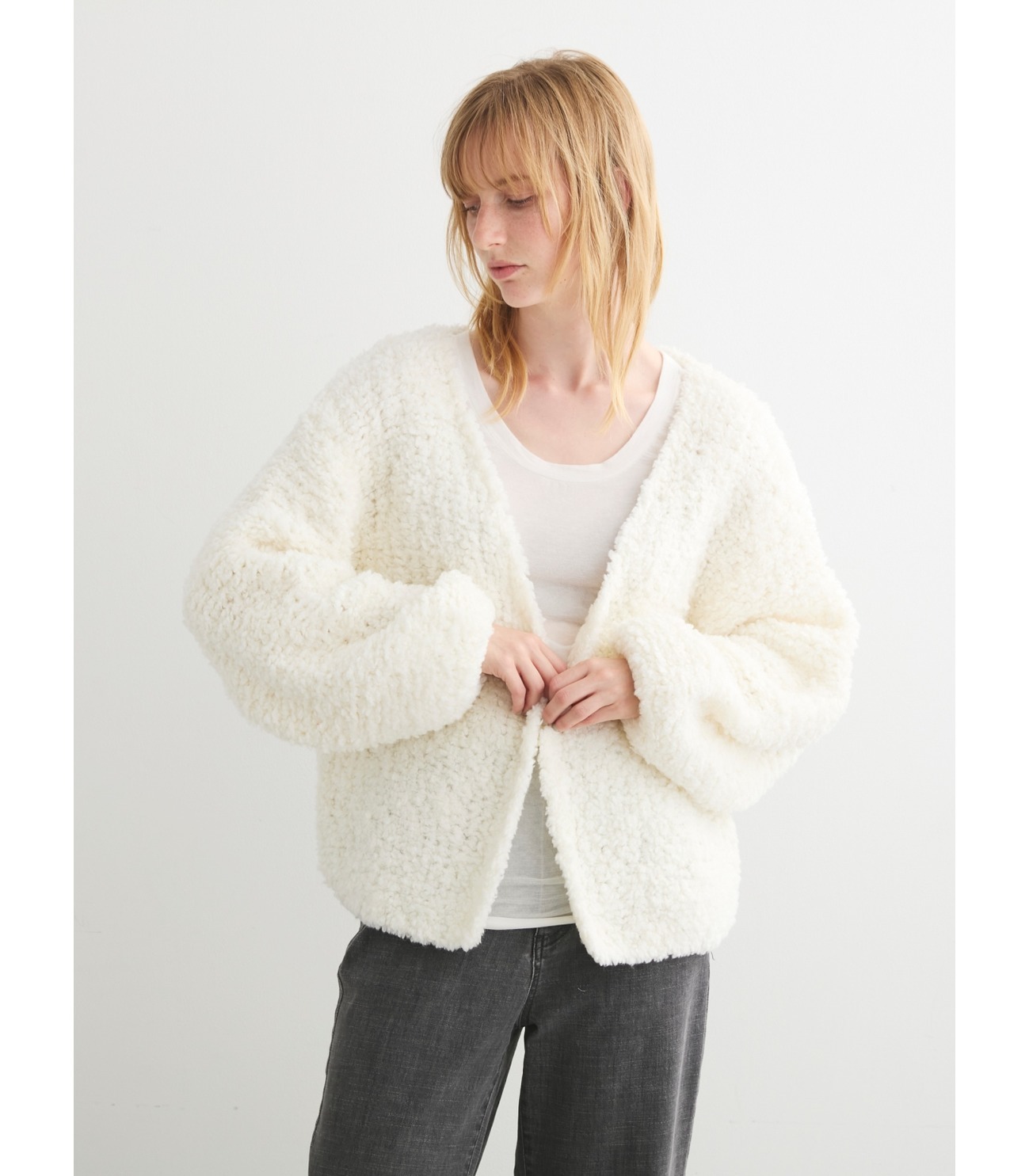 Hand knited jacket 詳細画像 off white 6
