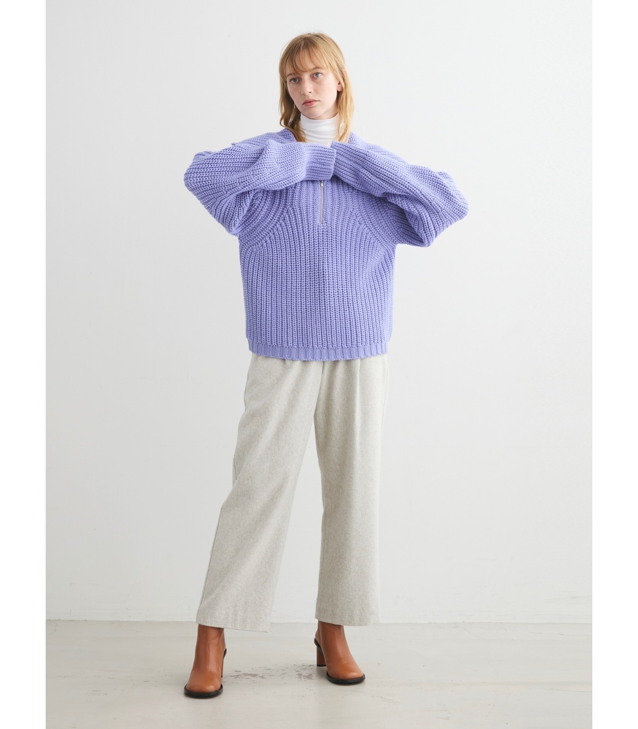 Bulky sweater l/s half zip po 詳細画像 off white 10