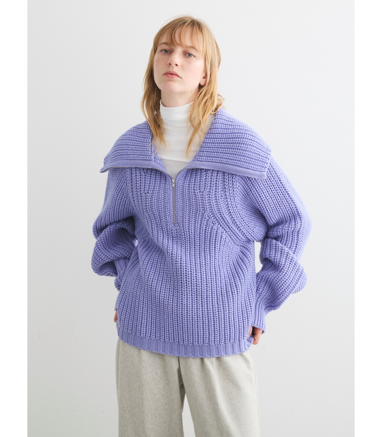 Bulky sweater l/s half zip po 詳細画像 off white 6