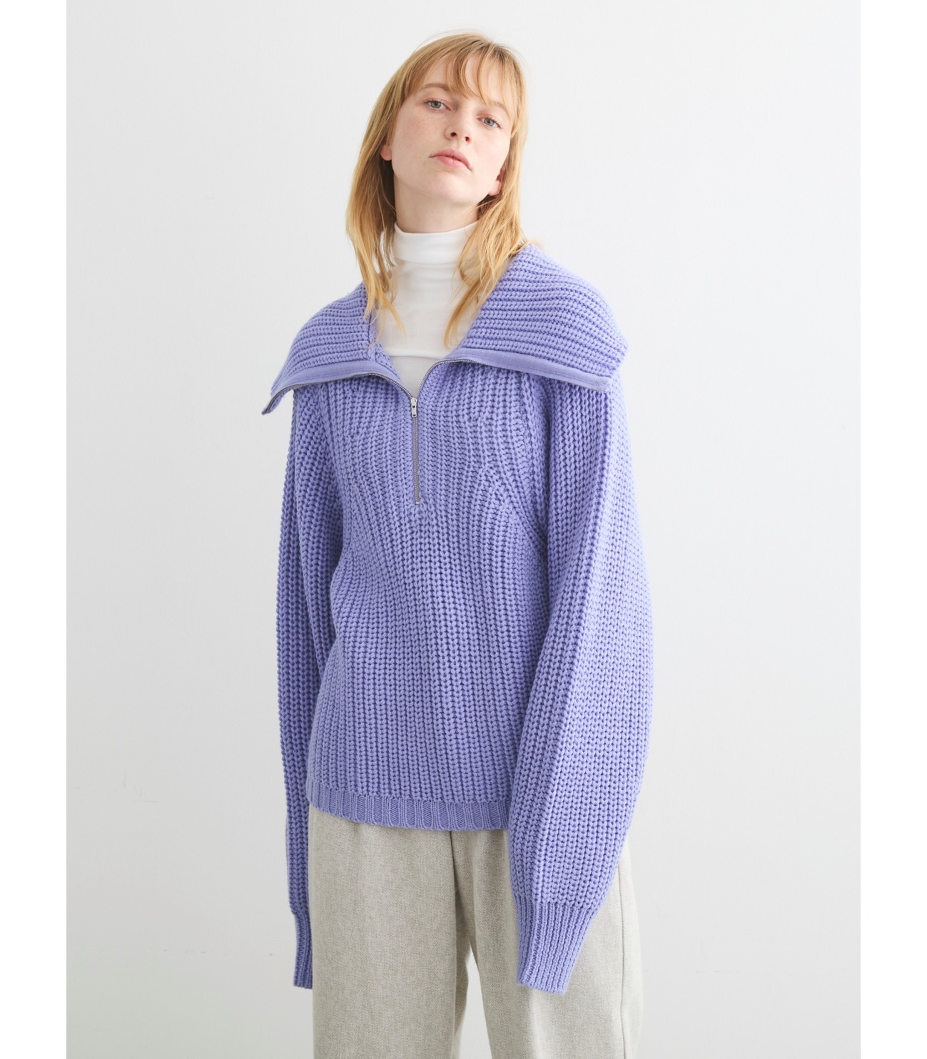 Bulky sweater l/s half zip po 詳細画像 off white 7