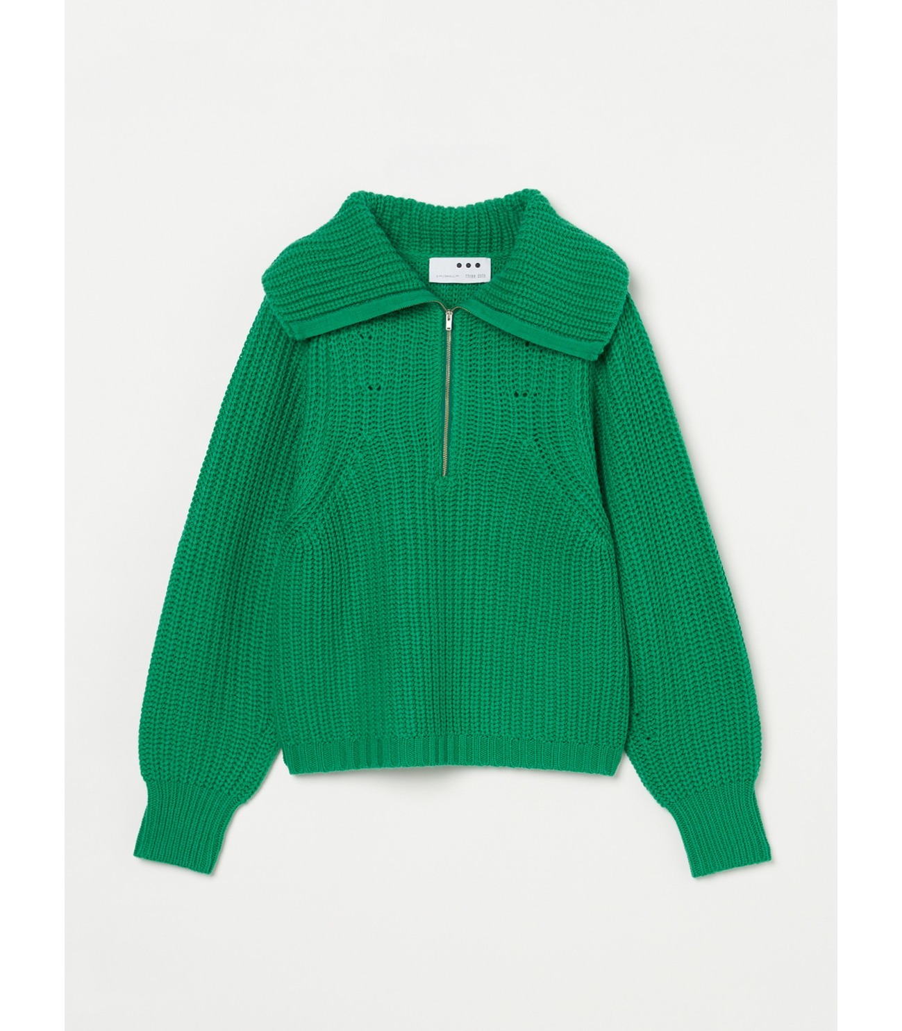 Bulky sweater l/s half zip po 詳細画像 green 1