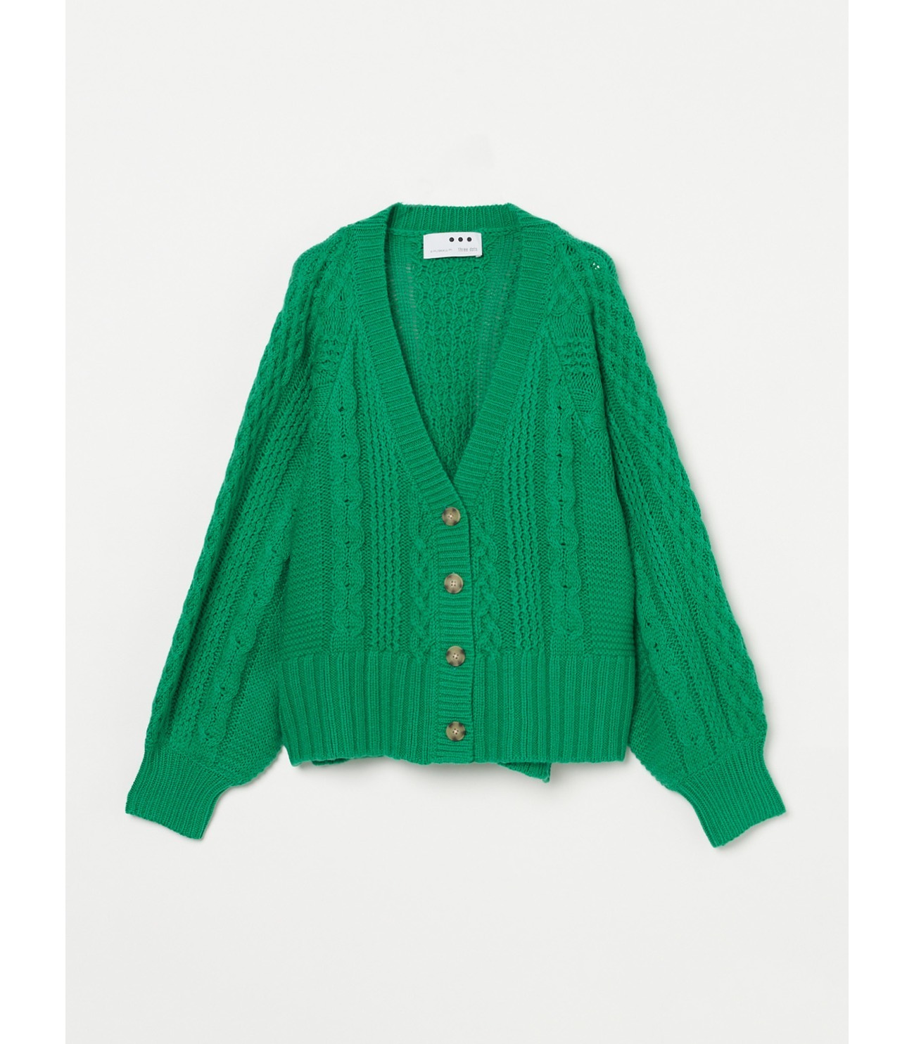 Bulky sweater l/s cable cardy 詳細画像 green 1