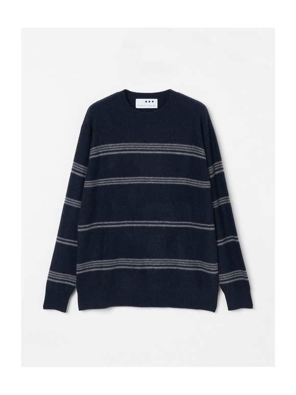 Men's recycled cashmere border crew neck