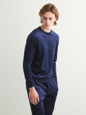 Men's modal wool velor crewneck 詳細画像