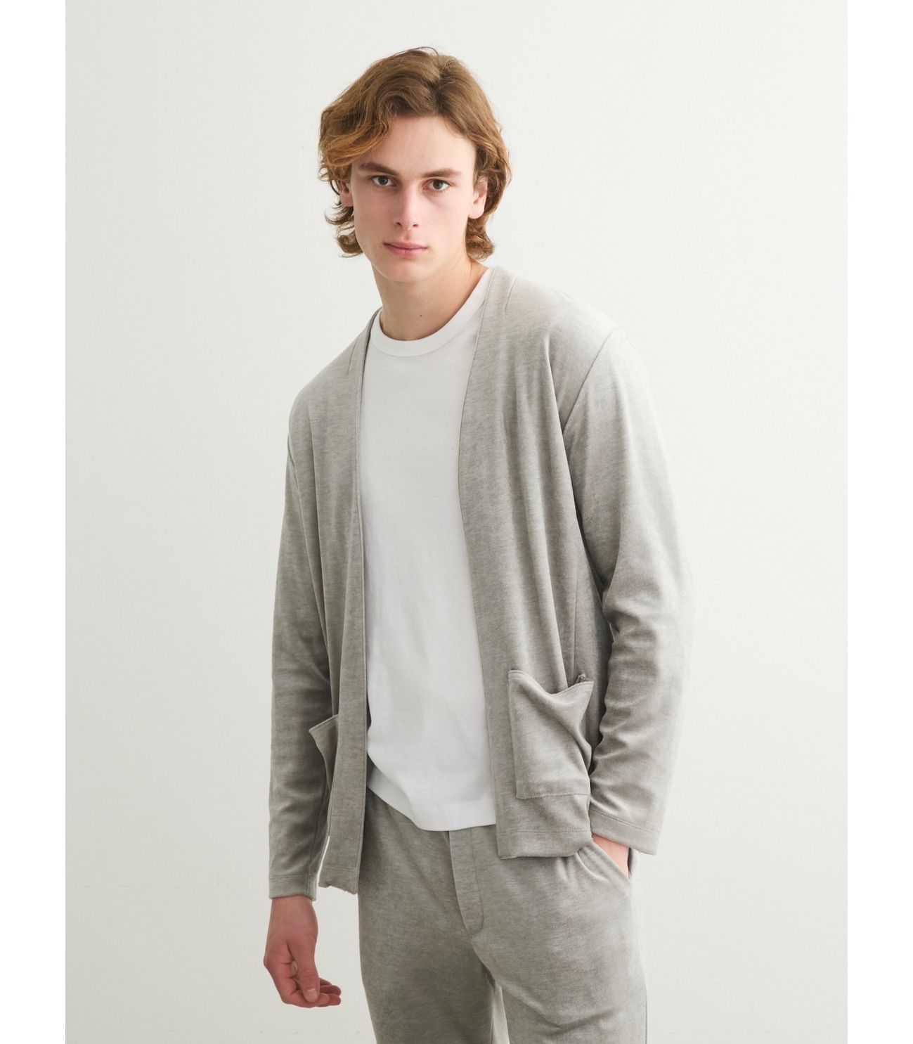 Men's modal wool velor cardigan 詳細画像 grey 6