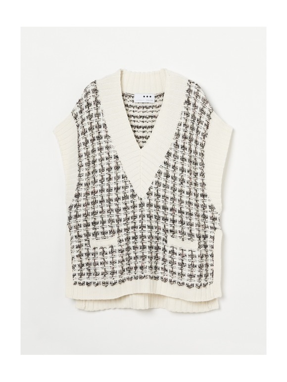 Color tweedy sweater loose vest