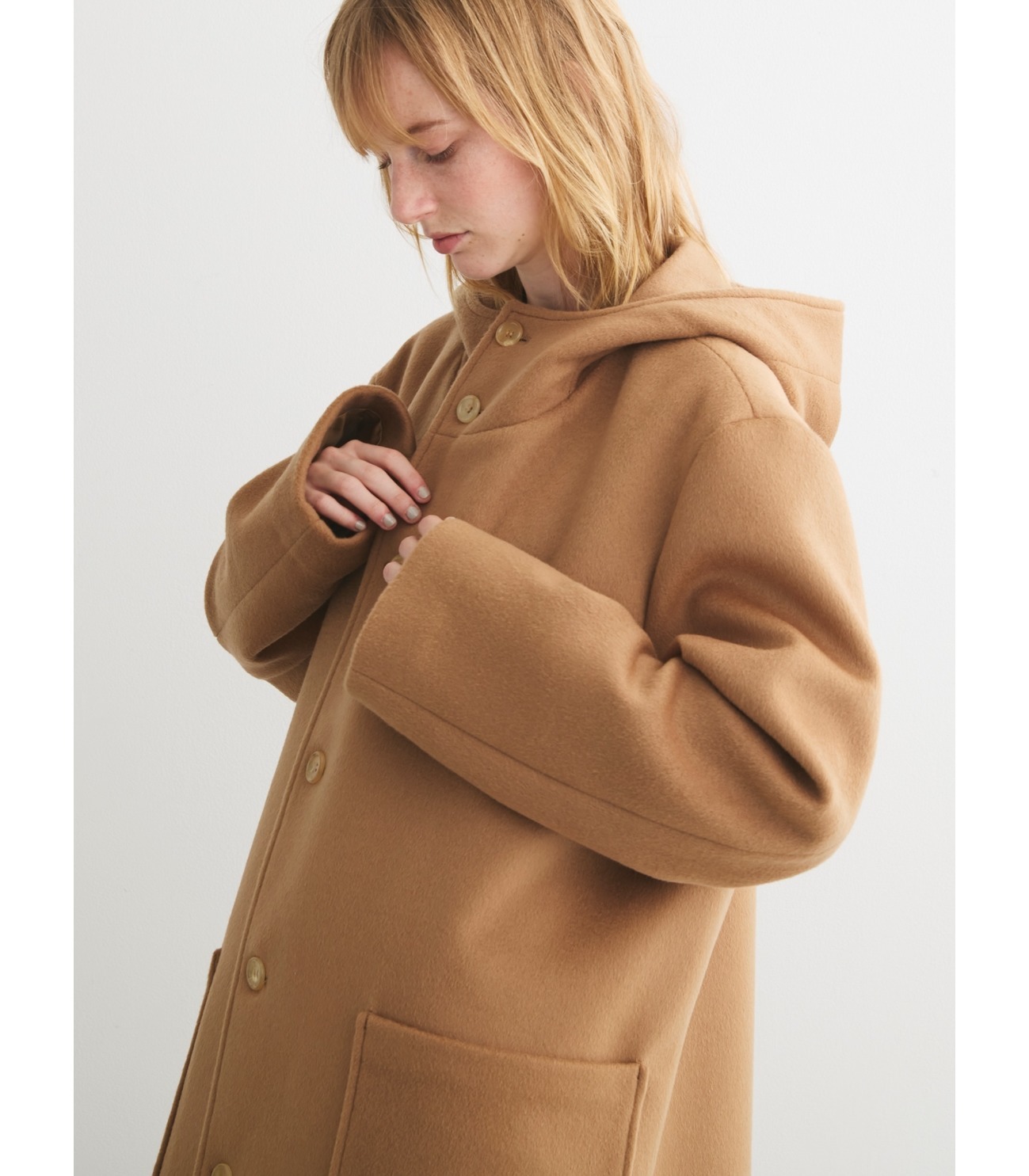 Wool beaver hooded coat 詳細画像 camel 16