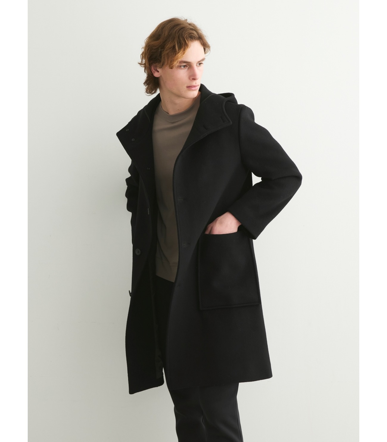 Wool beaver hooded coat 詳細画像 black 6