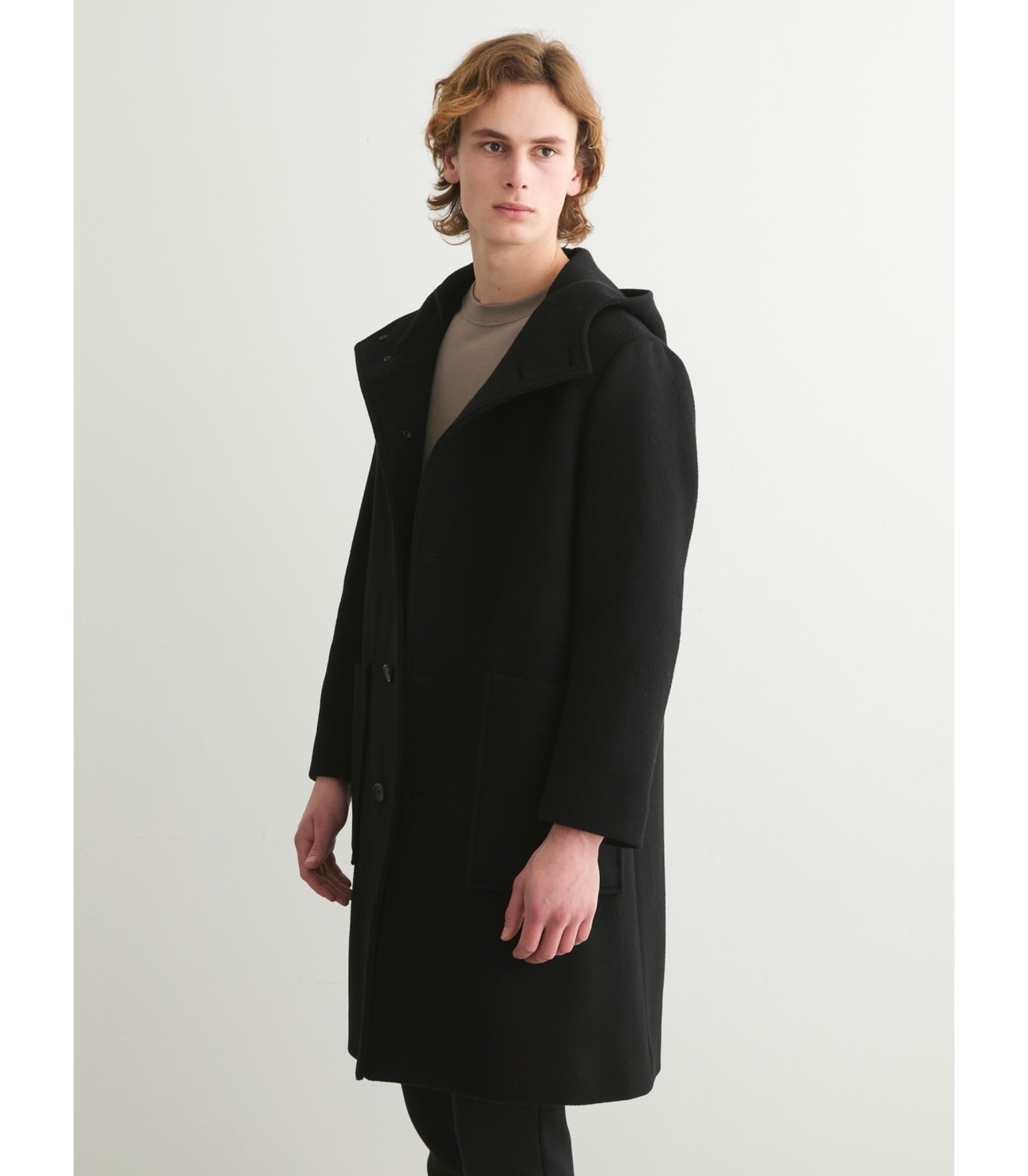 Wool beaver hooded coat 詳細画像 black 7