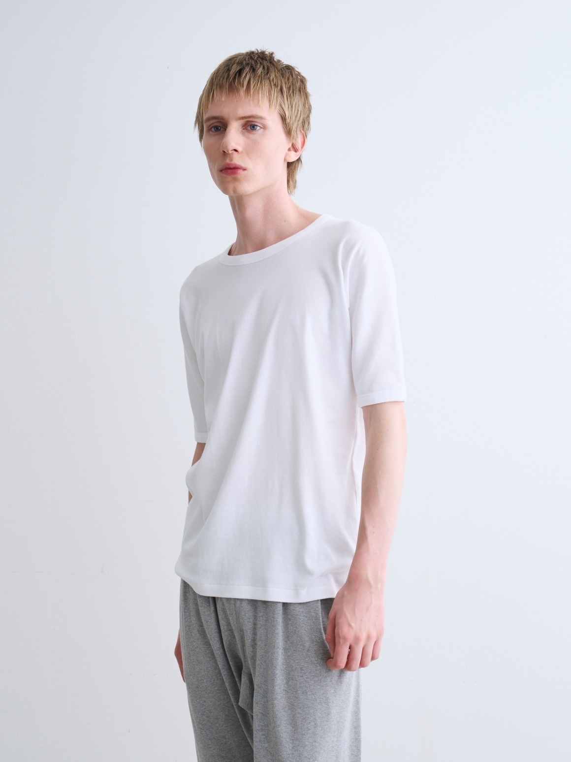 Men's Organic cotton knit crew neck T｜スリードッツ