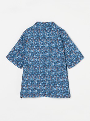 Unisex blue marble open collar shirts 詳細画像