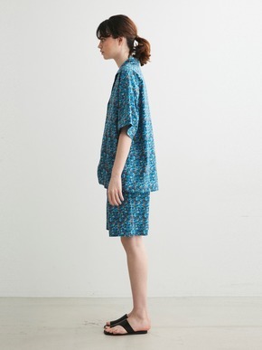 Unisex blue marble open collar shirts 詳細画像