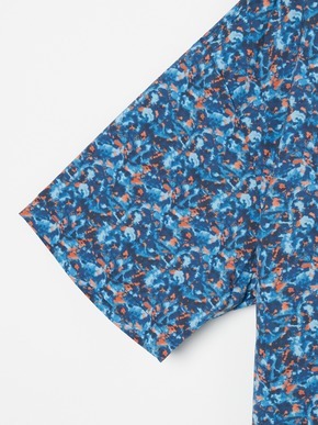 Unisex blue marble open collar shirts 詳細画像