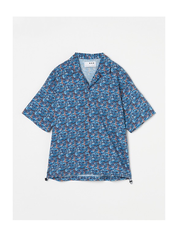 Unisex blue marble open collar shirts