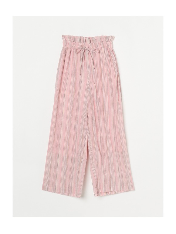 Stripe cotton wide pant