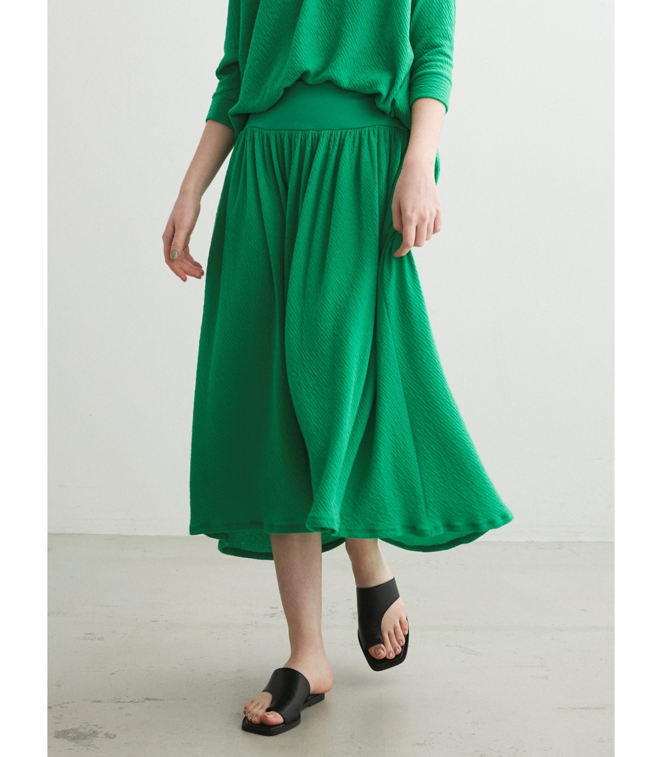 Weekend dress crepe gauze skirt 詳細画像 green 6